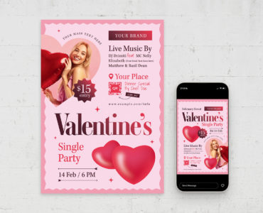 Valentine's Party Flyer Template (PSD, EPS, AI Format)