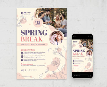 Spring Break Flyer Template (AI, EPS Format)