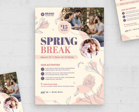 Spring Break Flyer Template (AI, EPS Format)
