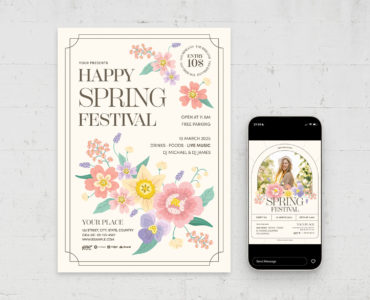 Spring Festival Flyer Template (AI, EPS Format)