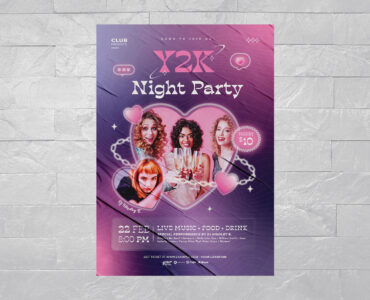 Y2K Party Flyer Template (AI, EPS Format)