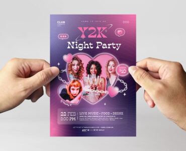 Y2K Party Flyer Template (AI, EPS Format)