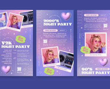 90's Party Social Media Template (AI, EPS Format)