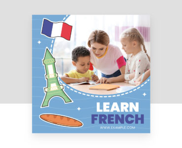 French Education Social Media Banner Set (AI, EPS, PSD Format)