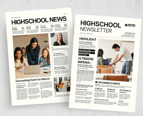 High School Newsletter Template (AI, EPS, INDD Format)