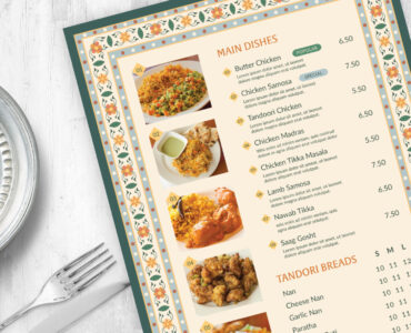 Indian Restaurant Menu Template (AI, EPS Format)