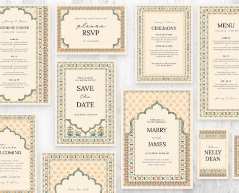 Indian Wedding Invitation Templates Set (AI, EPS Format)