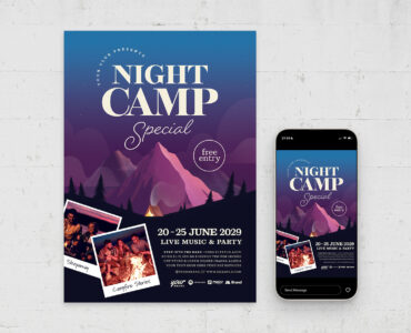 Night Camp Party Flyer Template (PSD Format)