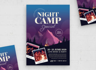 Night Camp Party Flyer Template (PSD Format)