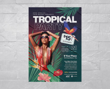 Tropical Party Flyer Template (AI, EPS Format)