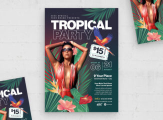Tropical Party Flyer Template (AI, EPS Format)