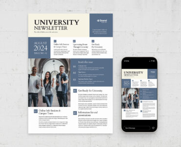 University Newsletter Template (AI, EPS, INDD Format)
