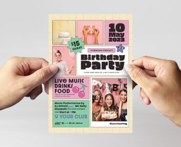 Y2K Birthday Party Flyer Templates (EPS, AI Format)