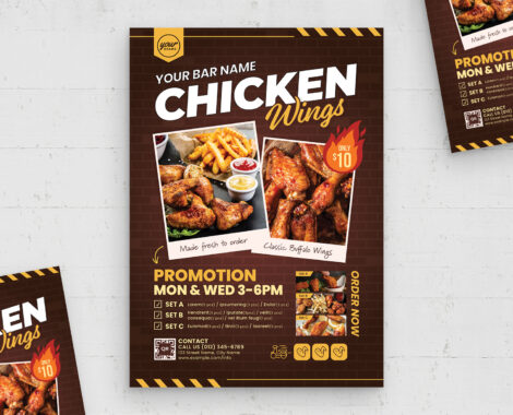 Chicken Wings Flyer Template (AI, EPS Format)