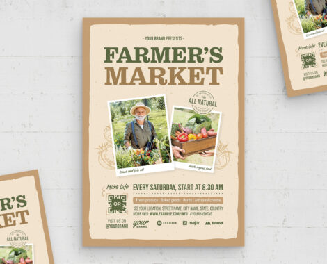 Farmers Market Flyer / Poster Template (AI, EPS Format)