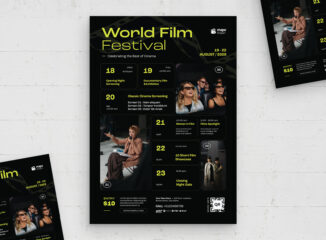 Film Festival Event Schedule Flyer Template (AI, EPS Format)