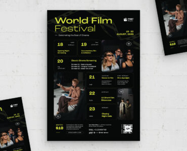 Film Festival Event Schedule Flyer Template (AI, EPS Format)