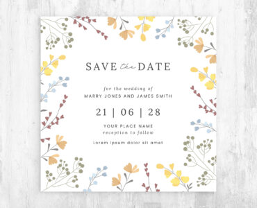 Simple Floral Wedding Invitation Templates Set (AI, EPS Format)