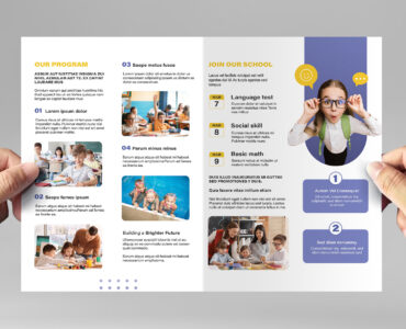 School Bi-Fold Brochure Template (AI, EPS, INDD Format)