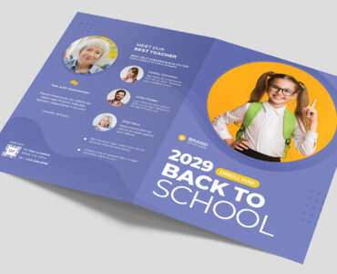 School Bi-Fold Brochure Template (AI, EPS, INDD Format)