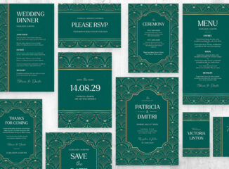 Art Deco Wedding Invitation Template (AI, EPS Format)