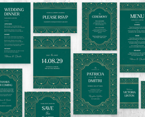 Art Deco Wedding Invitation Template (AI, EPS Format)