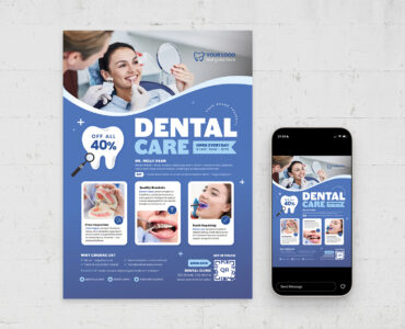 Dental Care Poster Template (AI, EPS Format)