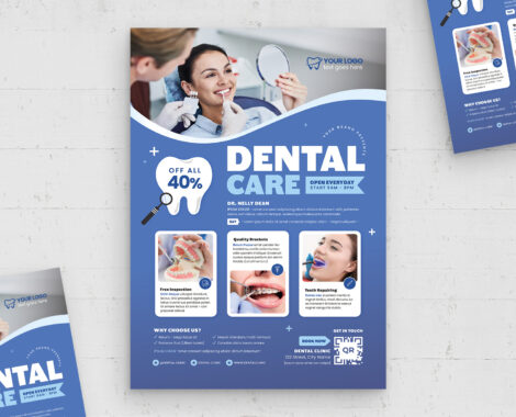 Dental Care Poster Template (AI, EPS Format)
