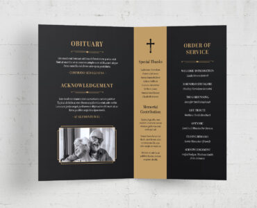 Gold and Black Funeral Program Template (AI, EPS Format)