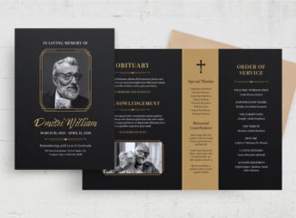 Gold and Black Funeral Program Template (AI, EPS Format)