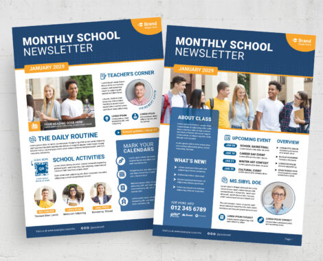 High School Newsletter Template (INDD, AI, EPS Format)