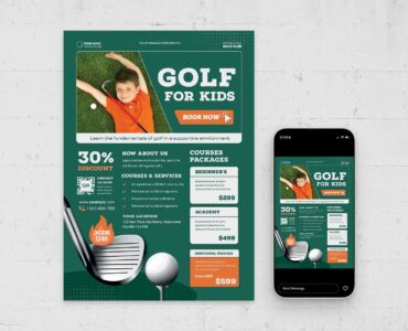 Kids Golf Flyer Template (AI, EPS Format)