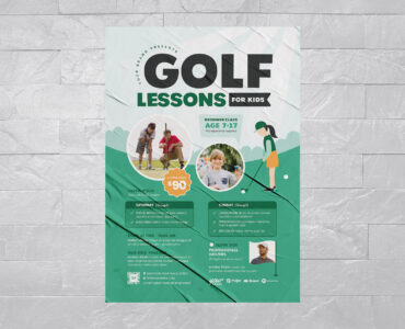 Kids Golf Lessons Flyer Template (AI, EPS Format)