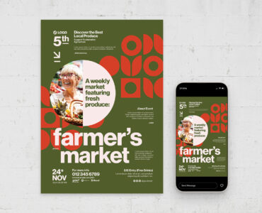 Modern Farmers Market Flyer Template (AI, EPS Format)