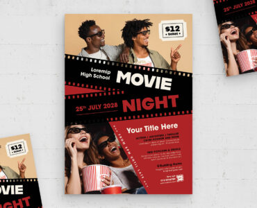 Movie Night Flyer Template (AI, EPS Format)
