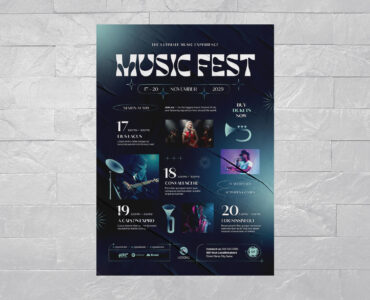 Music Festival Event Schedule Flyer Template (AI, EPS Format)