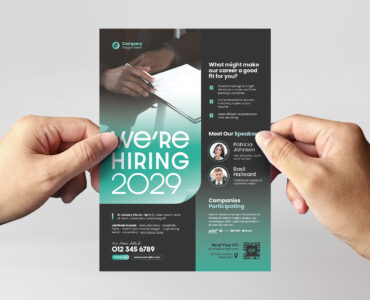 Recruitment / We're Hiring Flyer Poster Template (AI, EPS Format)