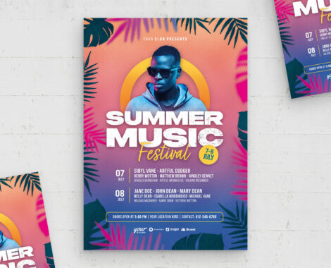 Summer Music Festival Poster Template (PSD format)