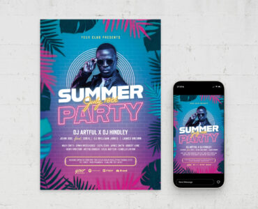 Summer Party Flyer Template (AI, EPS Format)