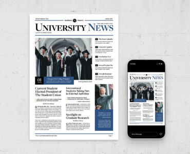 University Newsletter Template (INDD, AI, EPS Format)