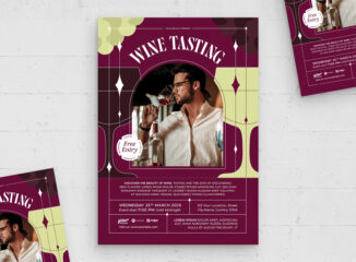 Wine Event Flyer Template (AI, EPS Format)