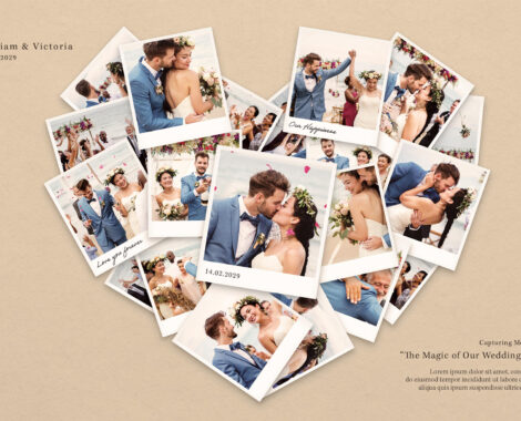 Love Heart Photo Collage Template (PSD Format)