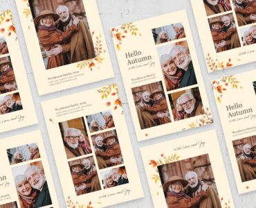 Autumn Family Photo Card Template Set (PSD Format)