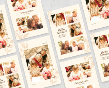 Autumn Family Photo Card Template Set (AI, EPS Format)