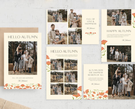 Autumn Photo Card Templates Set (PSD Format)