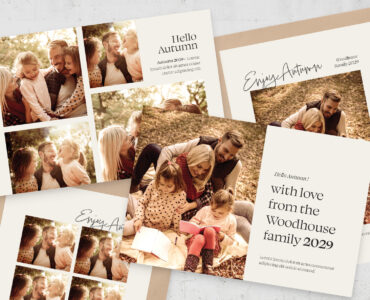 Family Photo Session Postcard Templates Set (AI, EPS Format)