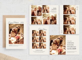 Family Photo Session Postcard Templates Set (AI, EPS Format)