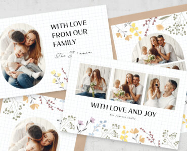 Floral Family Photo Card Template (AI, EPS Format)