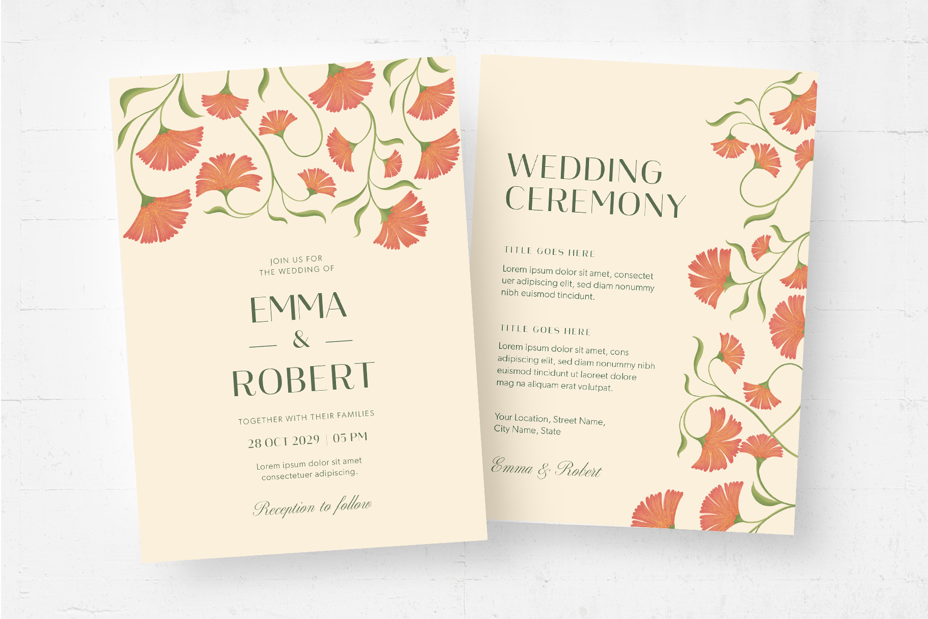 Floral Wedding Stationery Templates Set [PSD] - BrandPacks