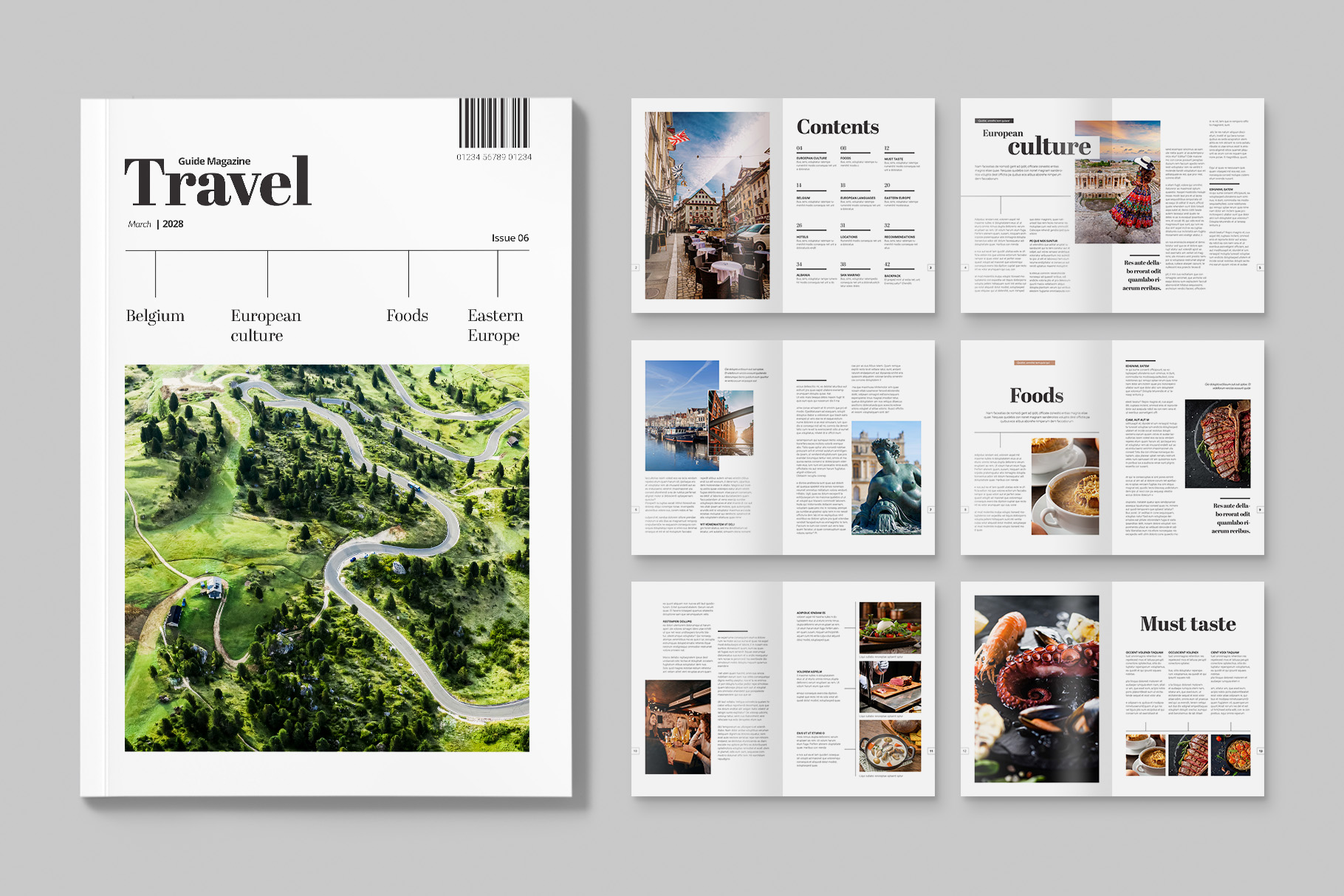Minimal Travel Magazine Template (INDD Format)